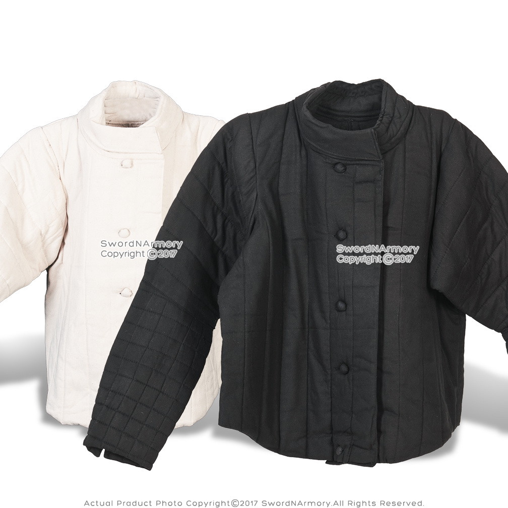 Black and ecru quilted short gambeson jackets
